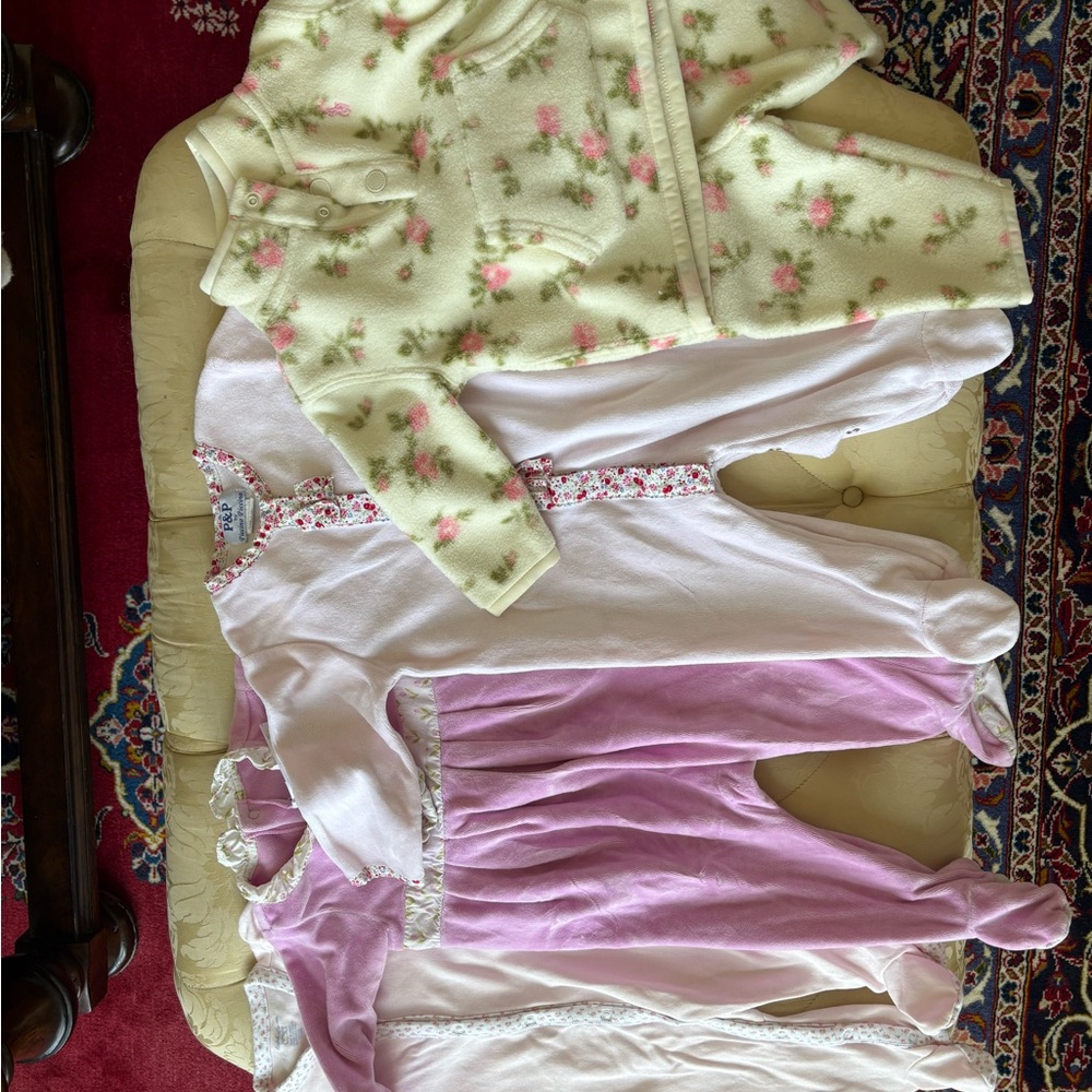 Jacadi Cream and Pink Kids Pajama Set